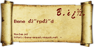 Bene Árpád névjegykártya
